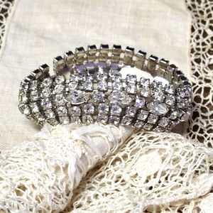 Vintage silver tone rhinestone bracelet